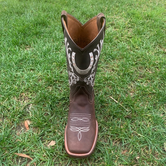 WOMEN'S WESTERN RODEO COWGIRL BOOTS GENUINE LEATHER HORSE SHOE BOTA DAMA 388 - Picture 4 of 11